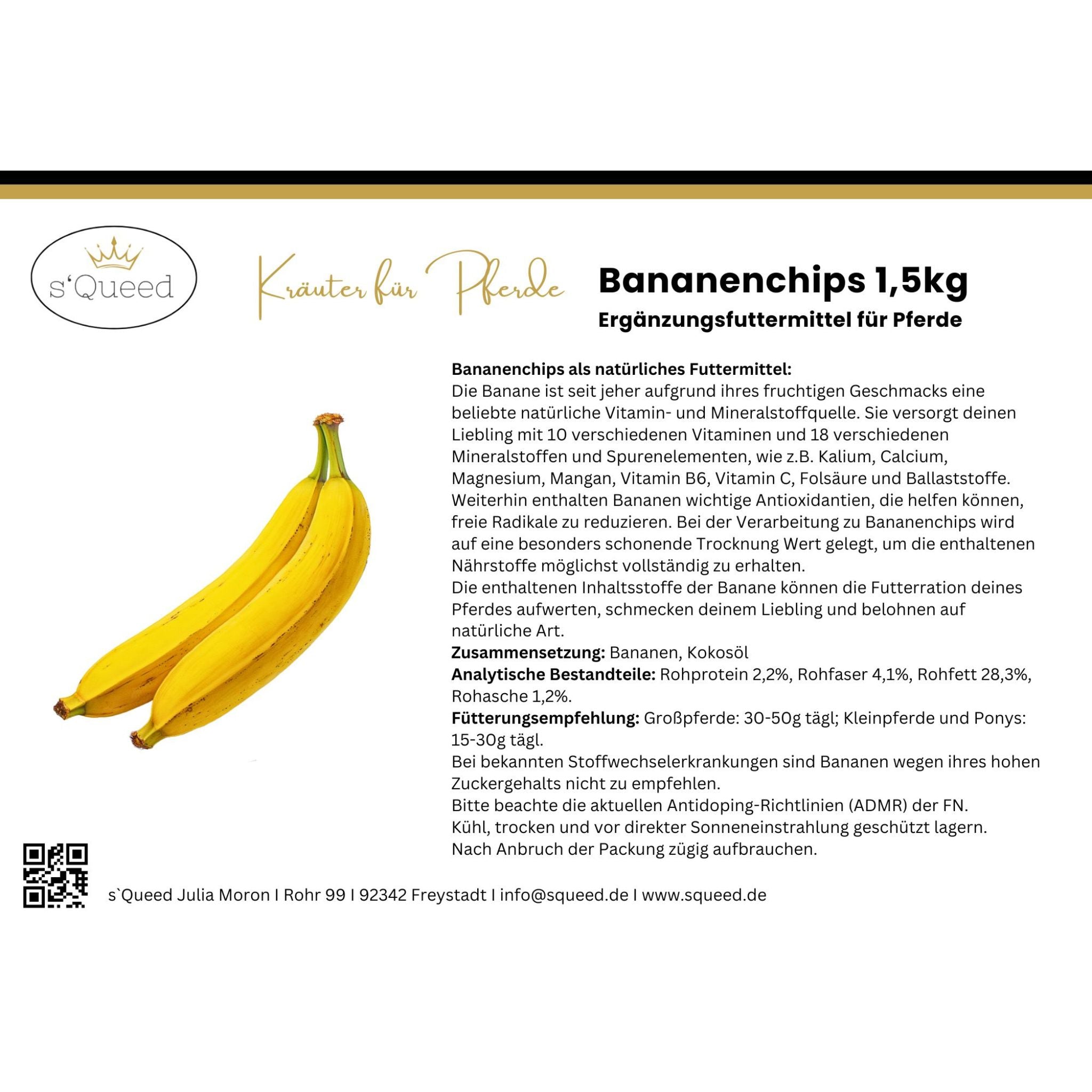 Bananen Chips Pferd, getrocknete Bananenscheiben ungesüßt für Pferde