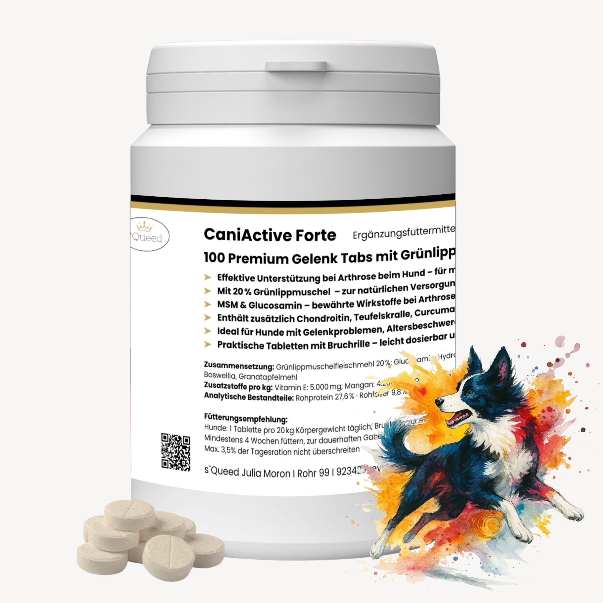 CaniActive Forte - Arthrose Hund - Grünlippmuschel Hund - MSM Hund - Glucosamin Hund