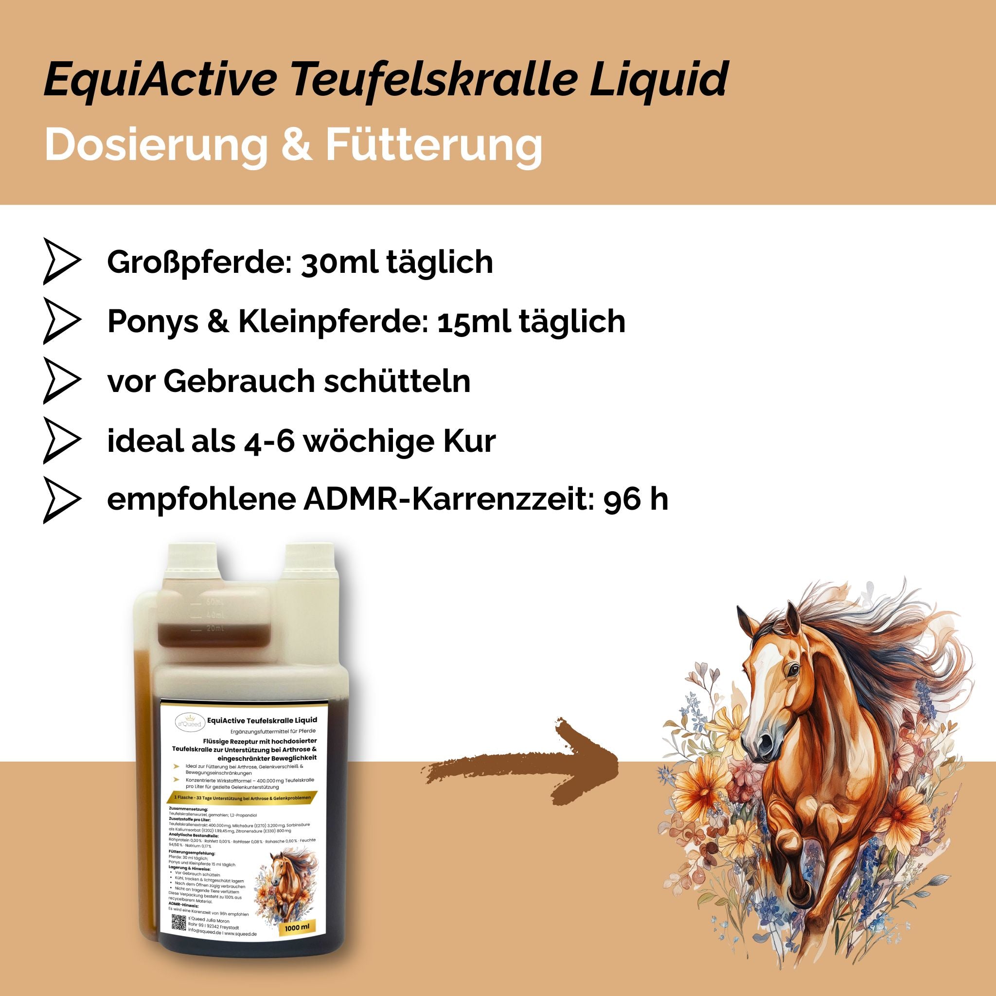 EquiActive Teufelskralle Liquid – Teufelskralle Pferd flüssig 1000 ml