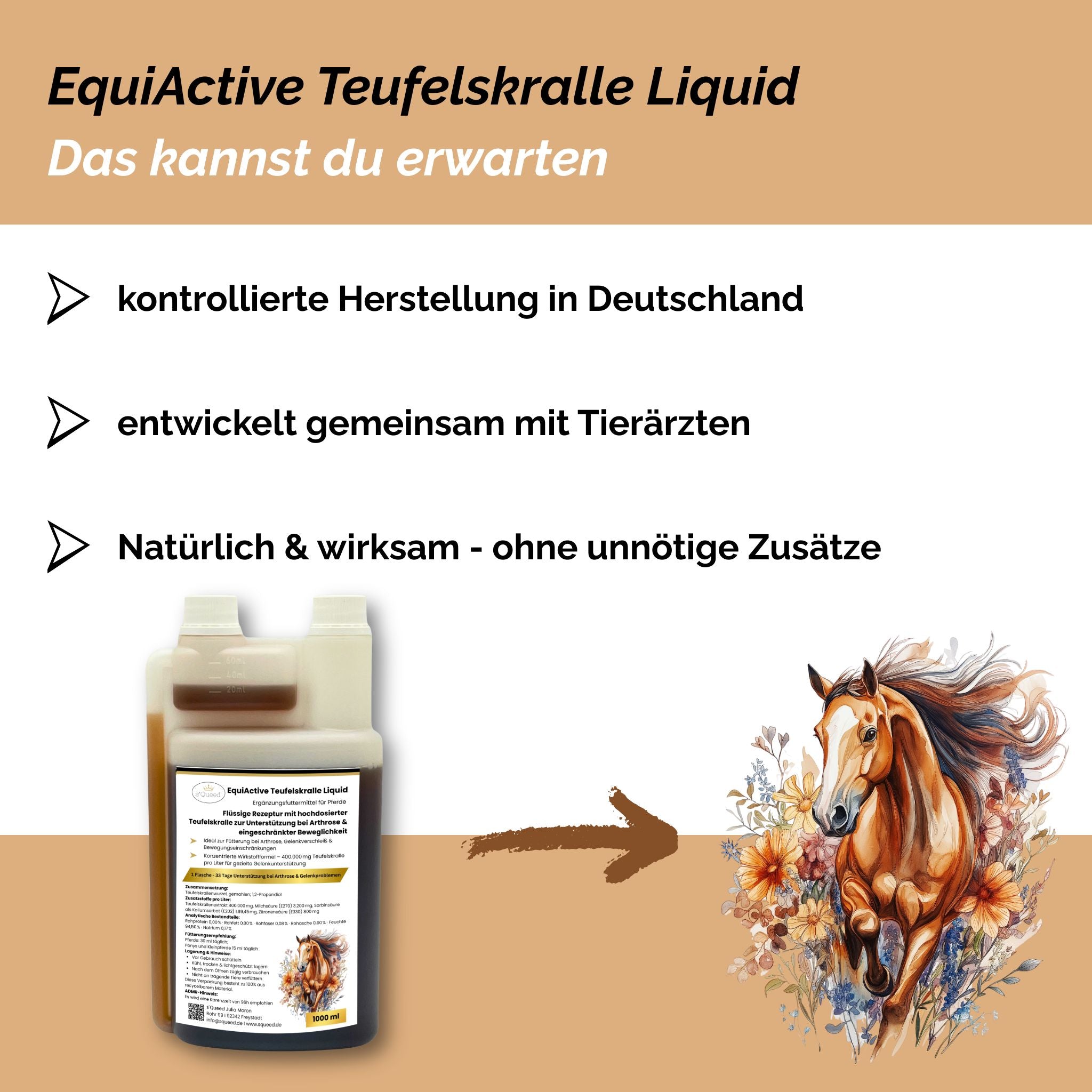 EquiActive Teufelskralle Liquid – Teufelskralle Pferd flüssig 1000 ml