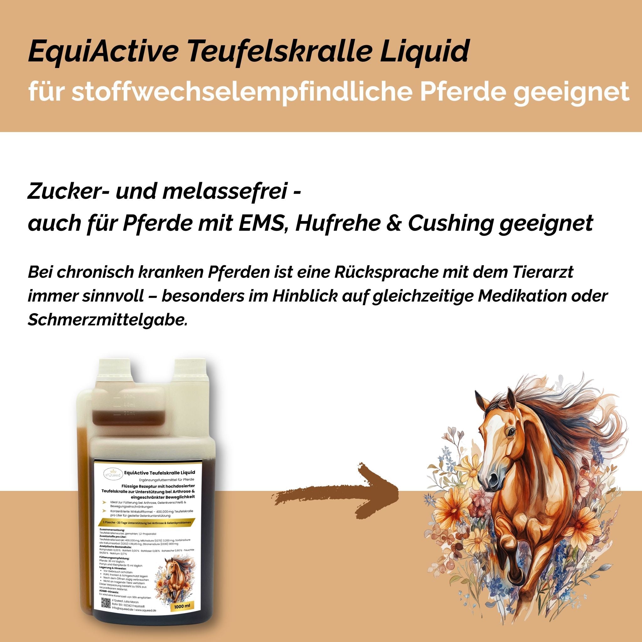 EquiActive Teufelskralle Liquid – Teufelskralle Pferd flüssig 1000 ml