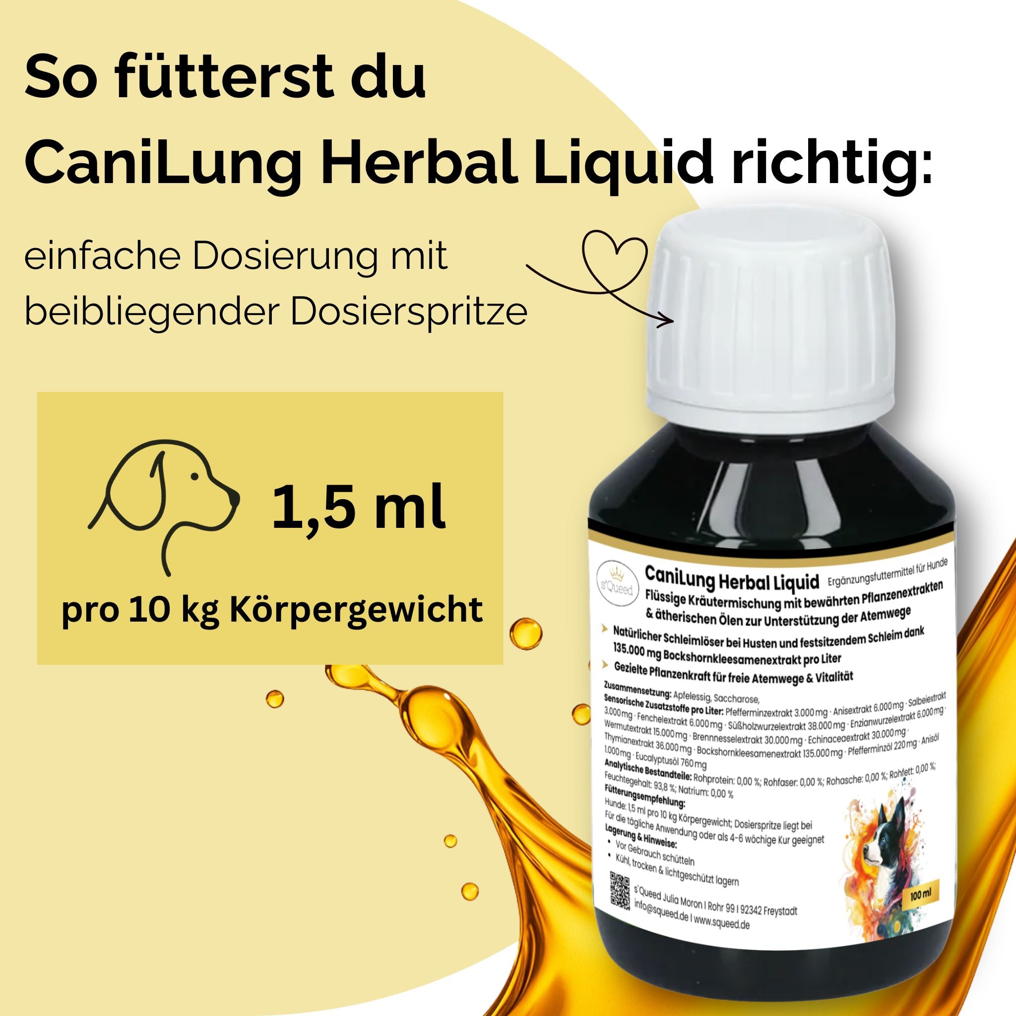 CaniLung Herbal Liquid 100 ml - Hustensaft Hund - Schleimlöser Hund