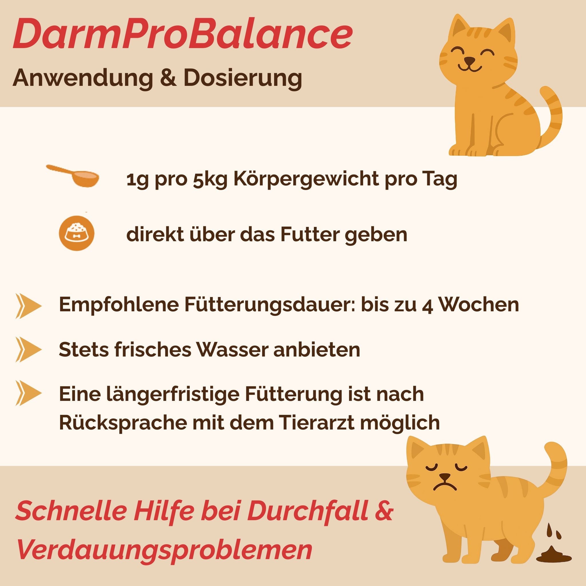 Darmpulver Katze - Durchfall und  Erbrechen Katze -Darmflora Katze aufbauen
