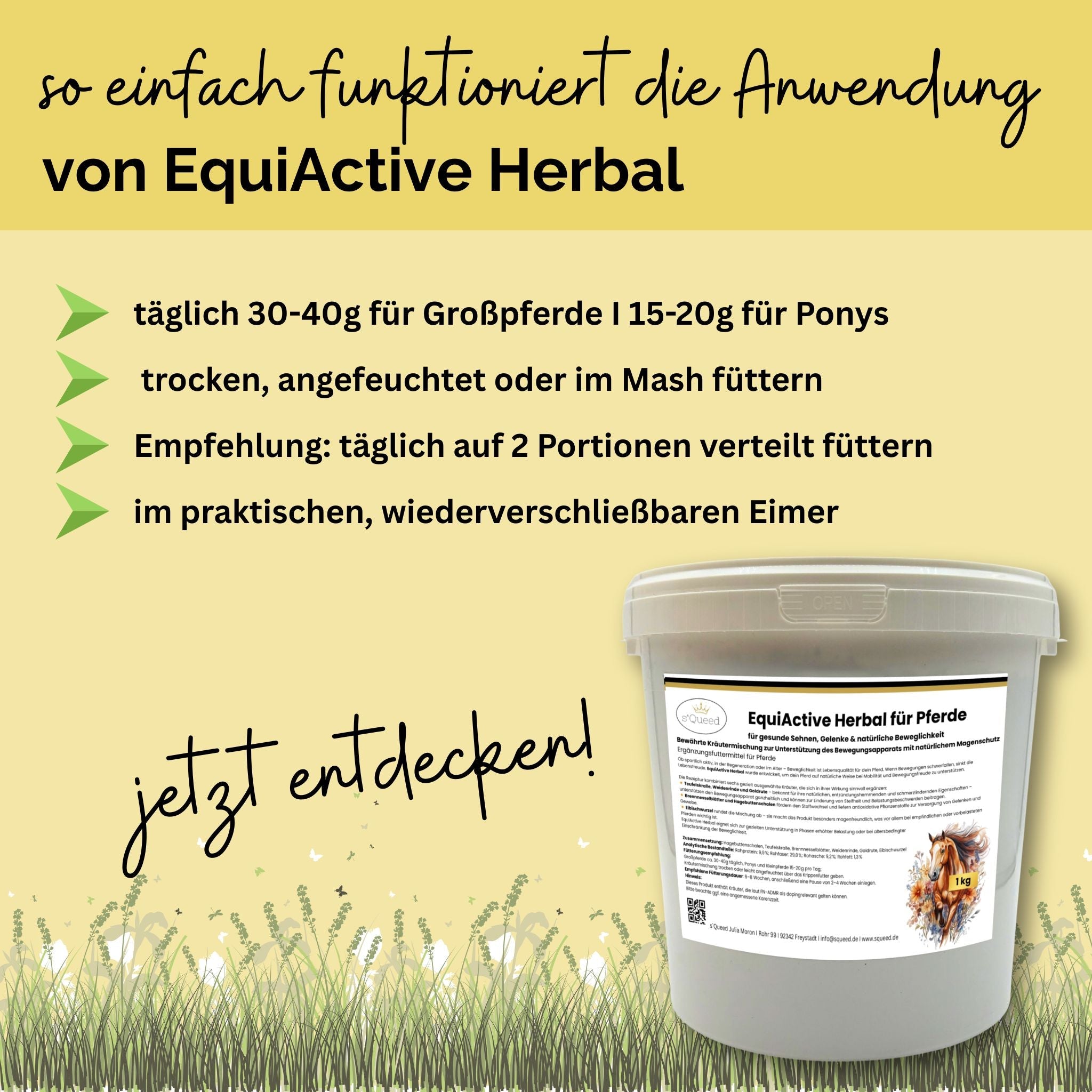 EquiActive Herbal – Zusatzfutter für Pferde mit Arthrose und Bewegungseinschränkungen