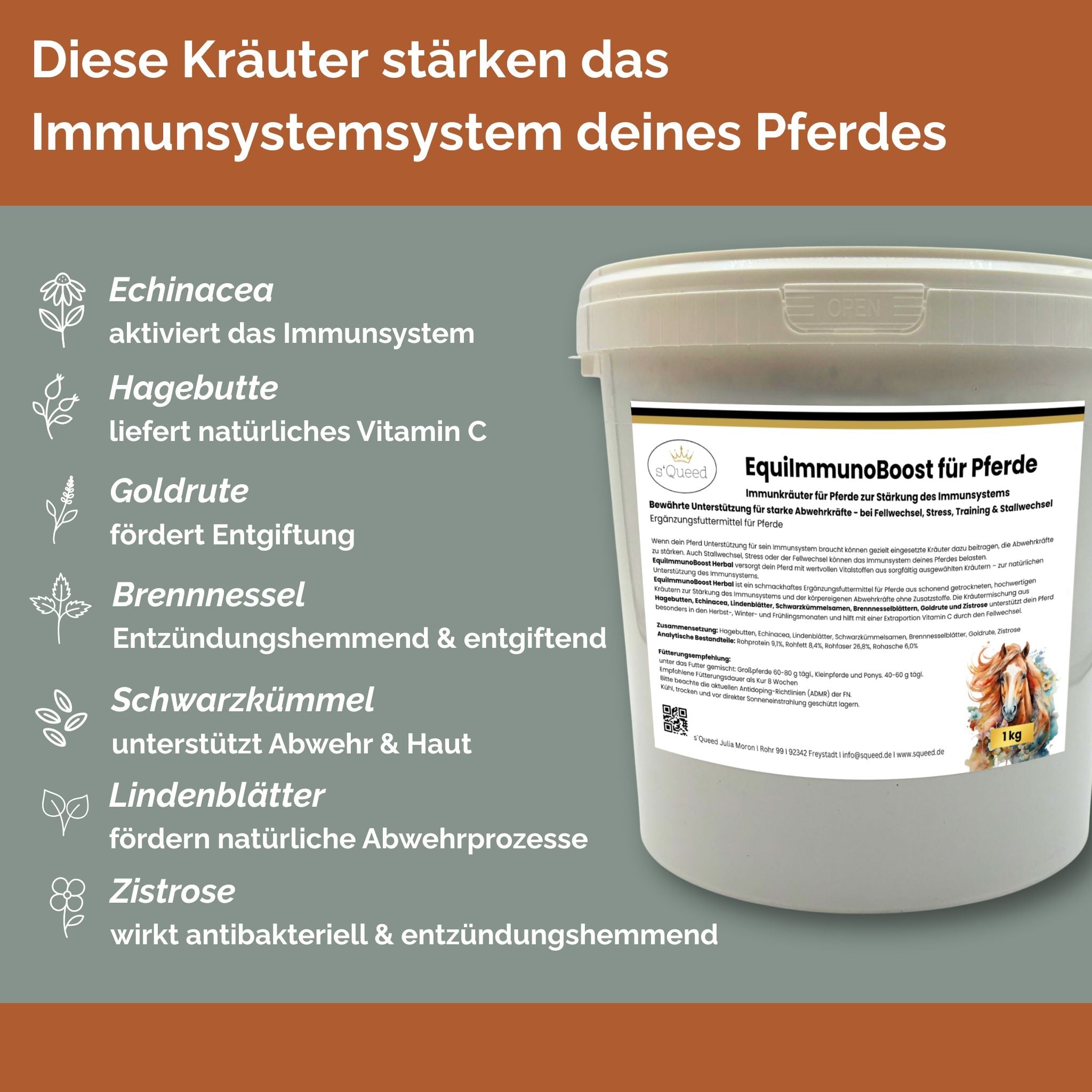 EquiImmunoBoost Herbal – Immunkräuter für Pferde zur Stärkung des Immunsystems