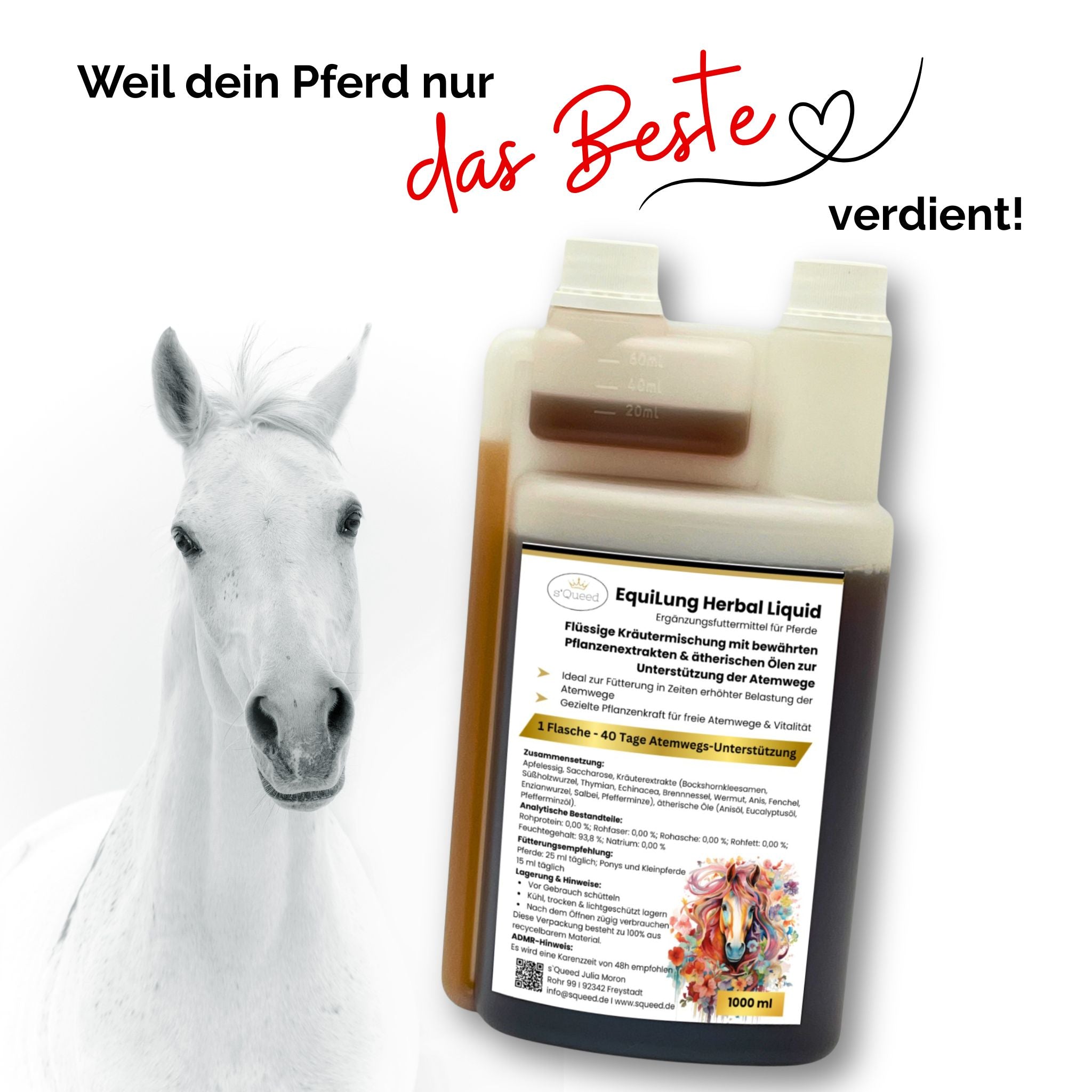 Vorteils-Packet 3 Flaschen EquiLung Herbal Liquid – Hustensaft für Pferde