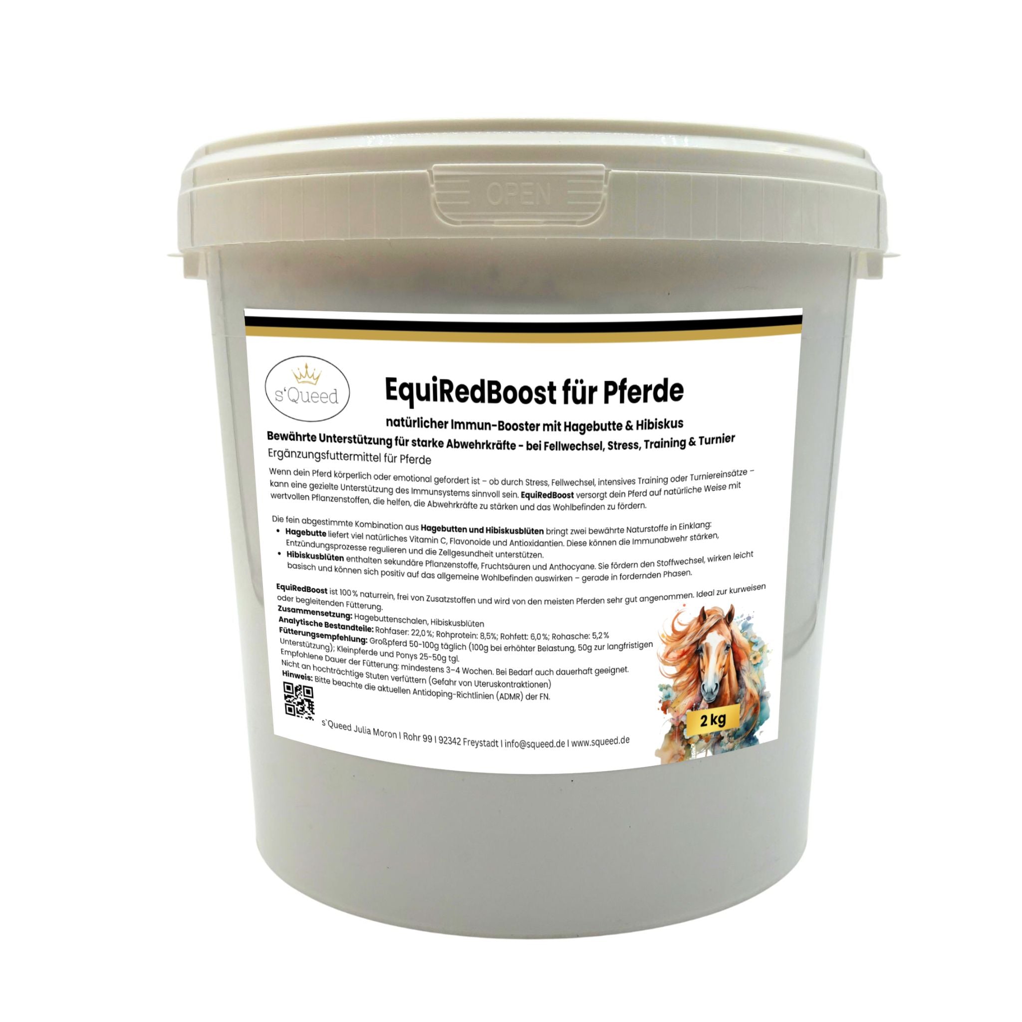 EquiRedBoost für Pferde 2kg - natürlicher Immun-Booster mit Hagebutte & Hibiskus