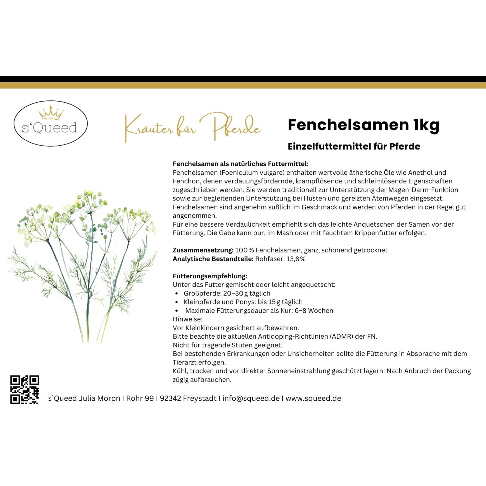 Fenchel Pferd - Hustenkräuter für Pferde - Magenkräuter Pferd