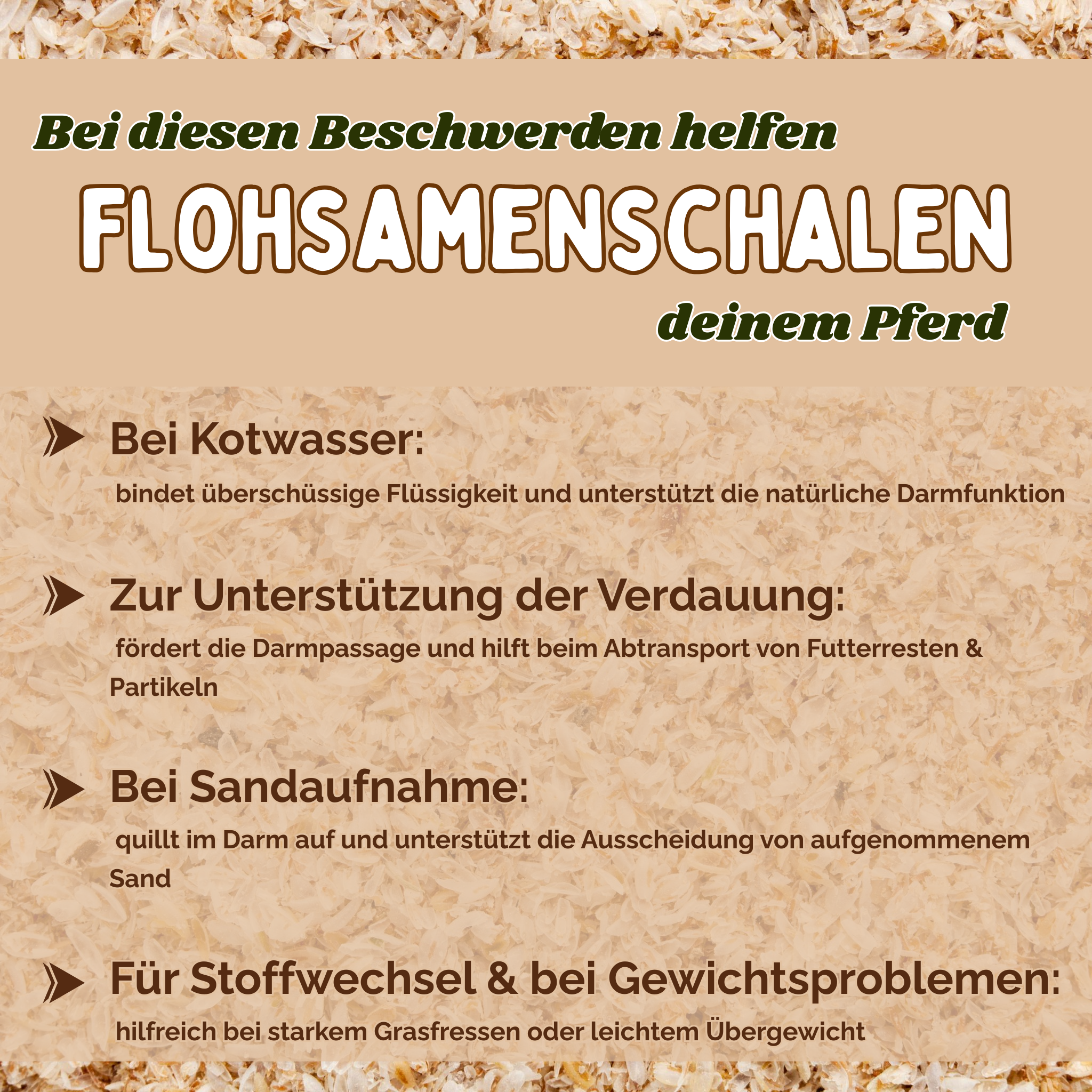 Flohsamenschalen Pferd 1,5 kg - Kotwasser - Verdauungsprobleme