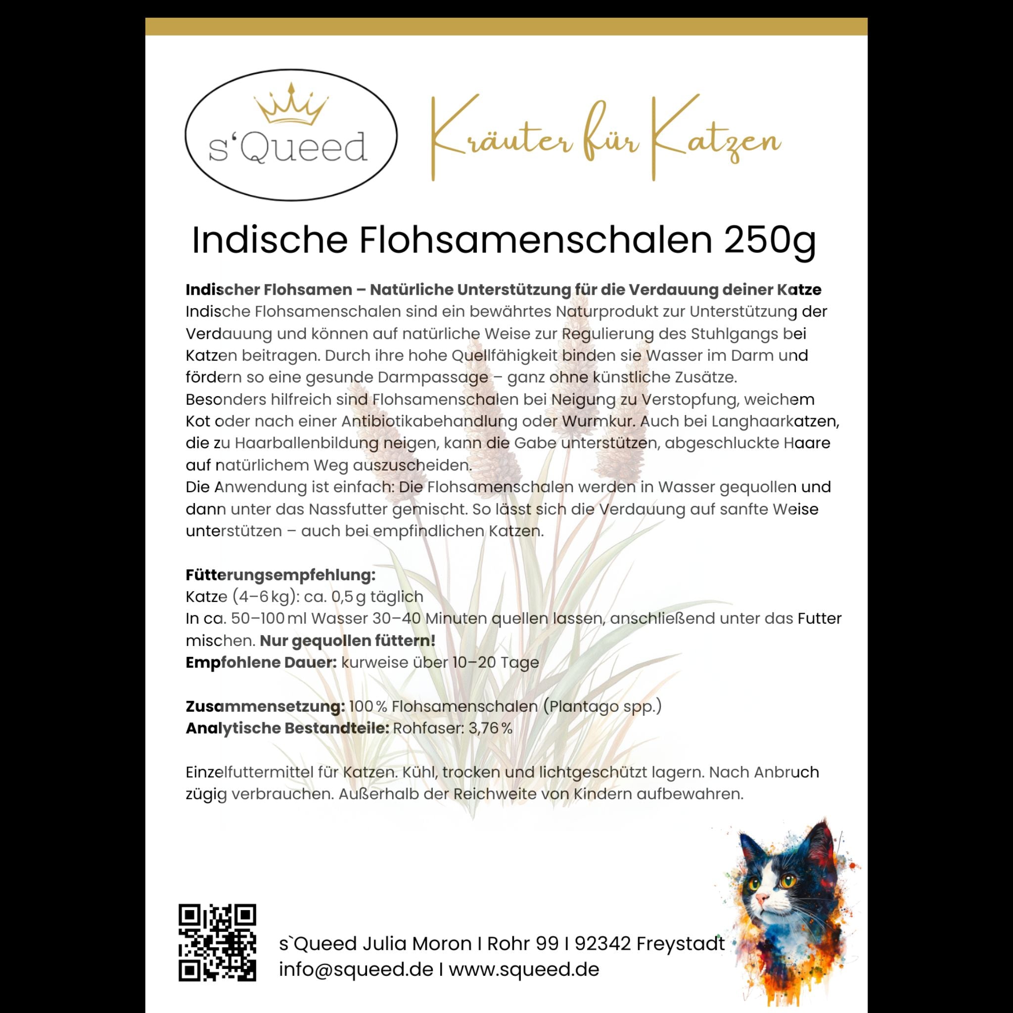 Flohsamenschalen Katze 250g