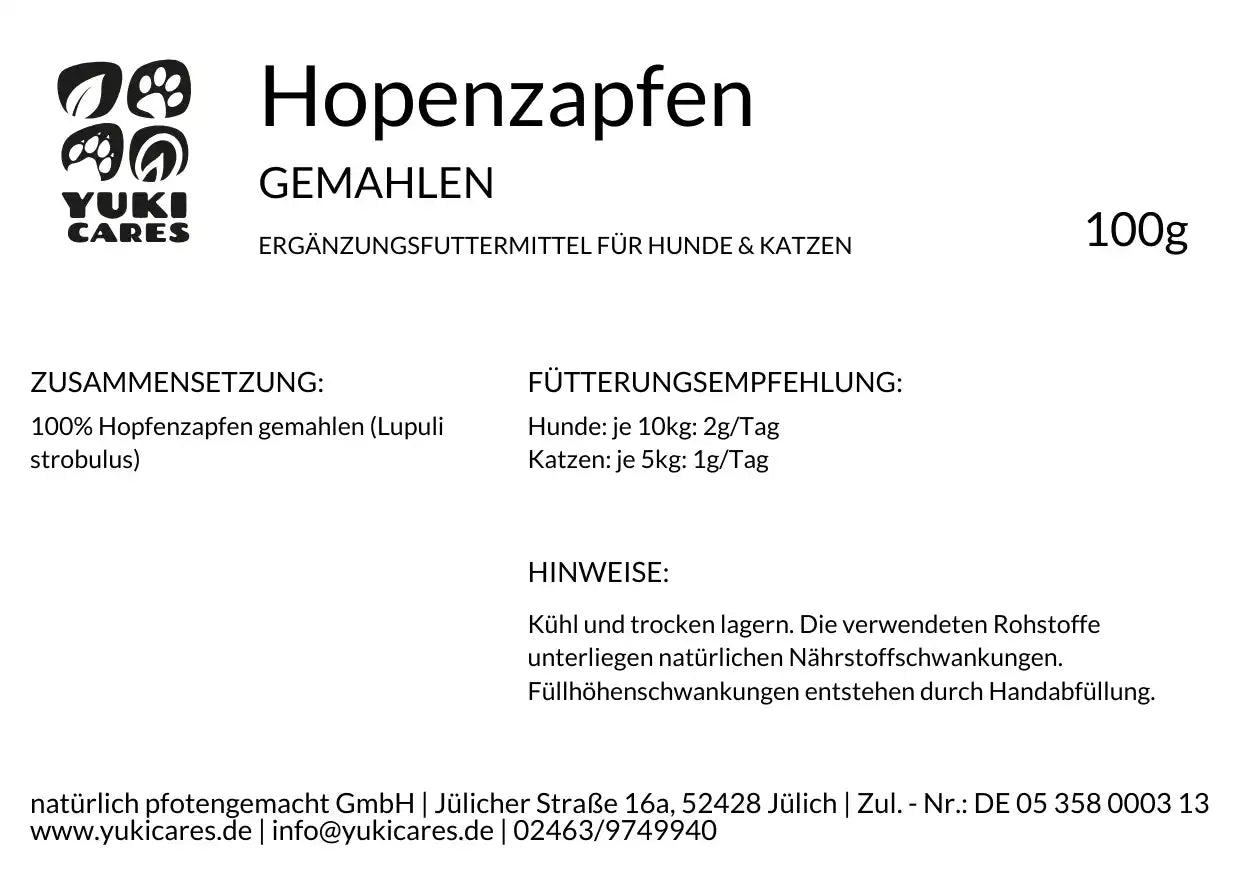 Hopfenpulver Zapfen gemahlen 100g