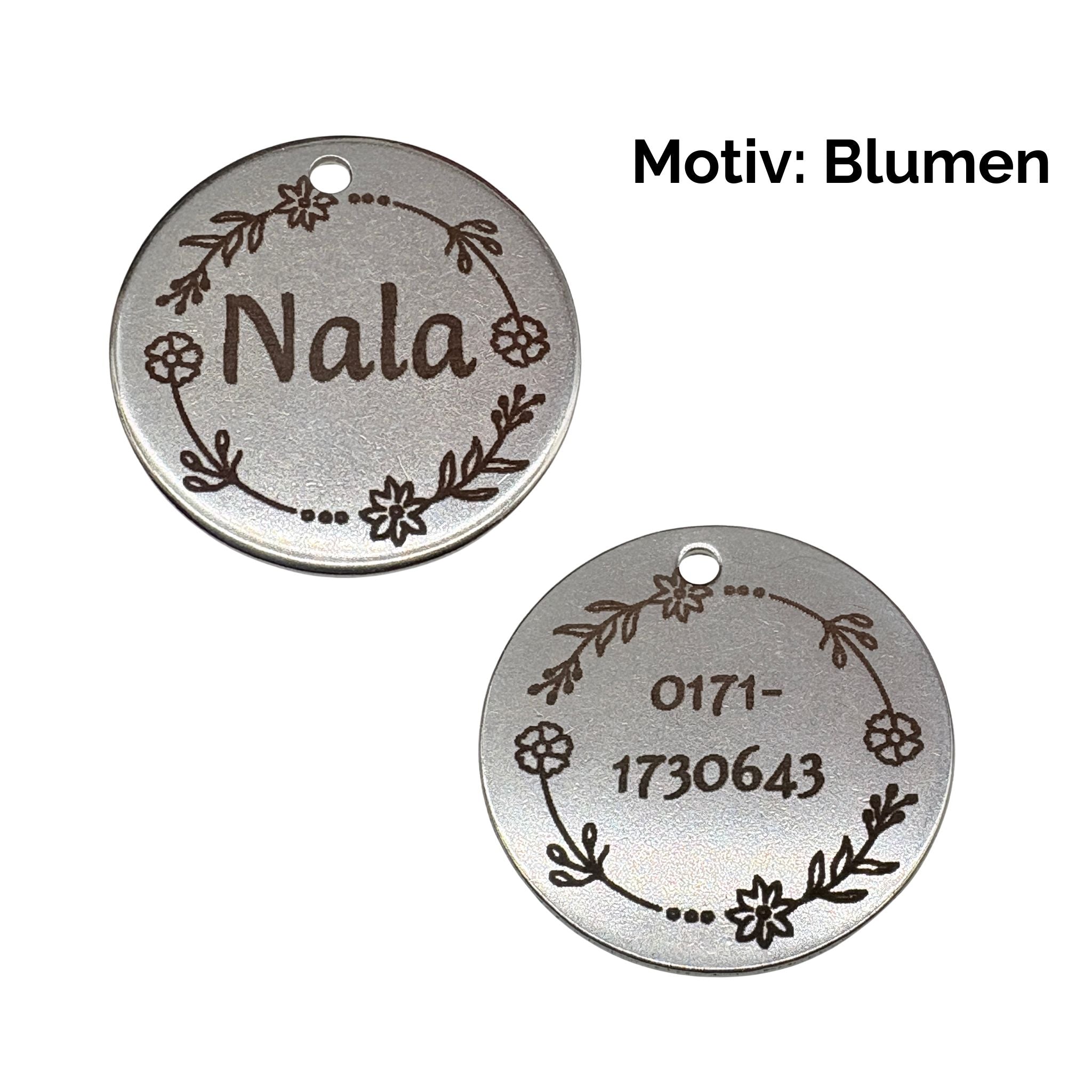 Hundemarke mit beidseitiger Gravur I Edelstahl I 25mm I Anhänger graviert