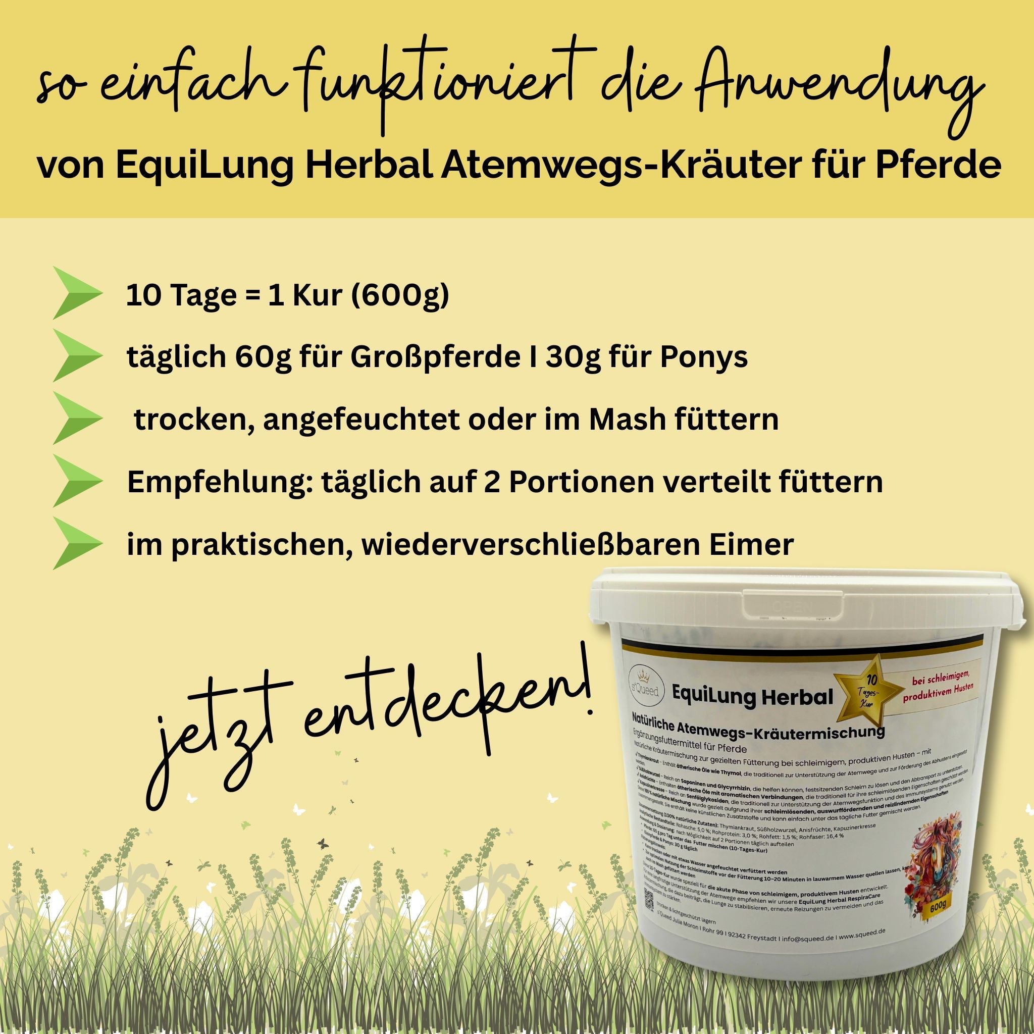 EquiLung Herbal Hustenkräuter für Pferde bei produktivem, schleimigen Husten