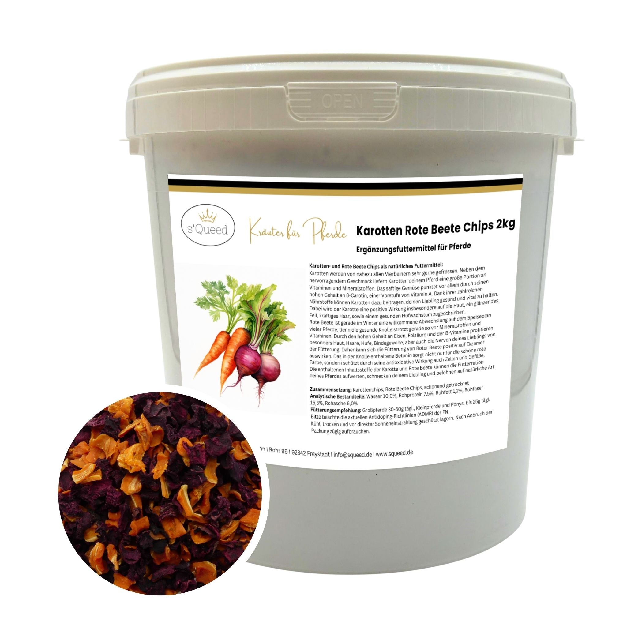 Karotten Rote Beete Chips Mischung für Pferde