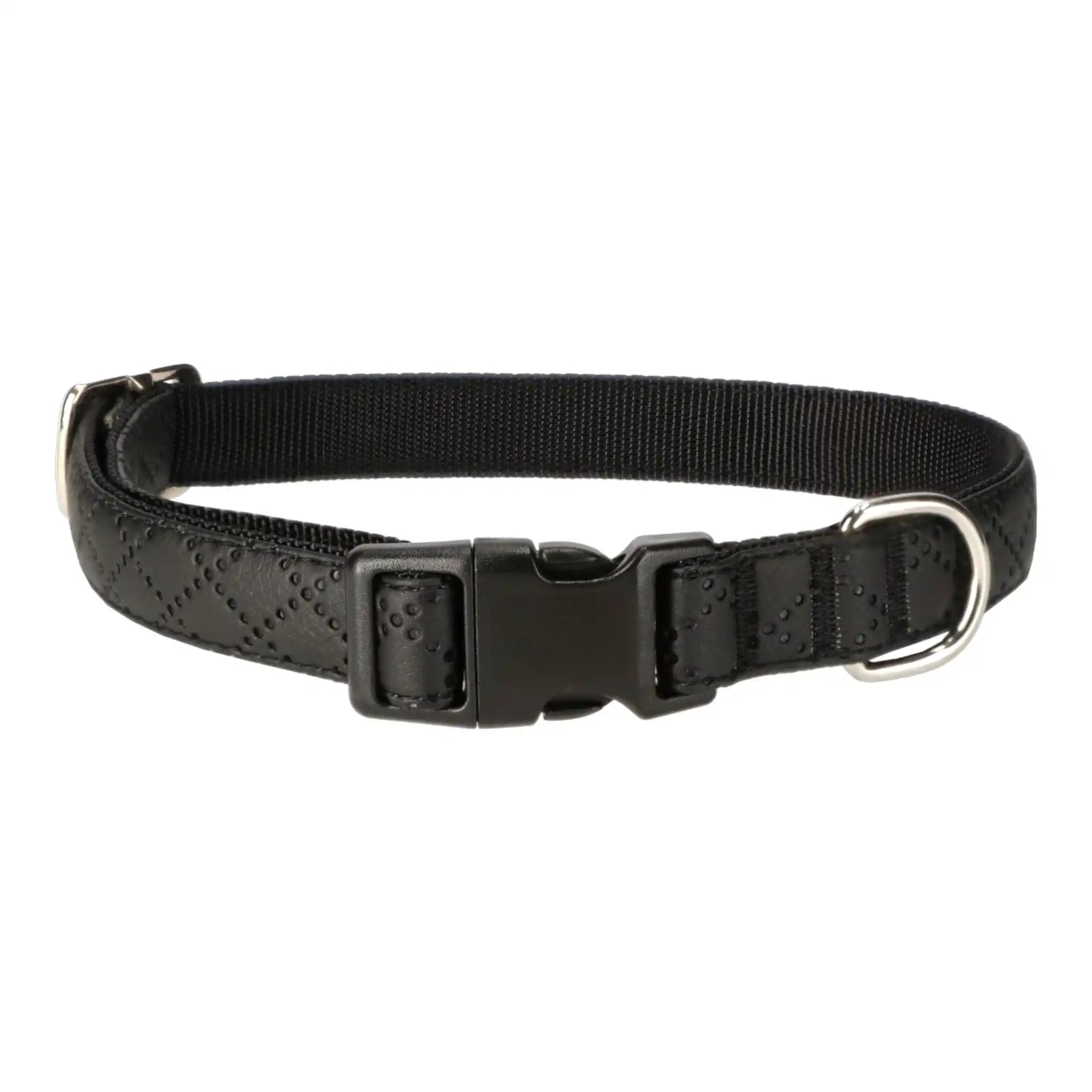 Halsband Schwarz Aus Nylon Längenverstellbar Im Rautendesign