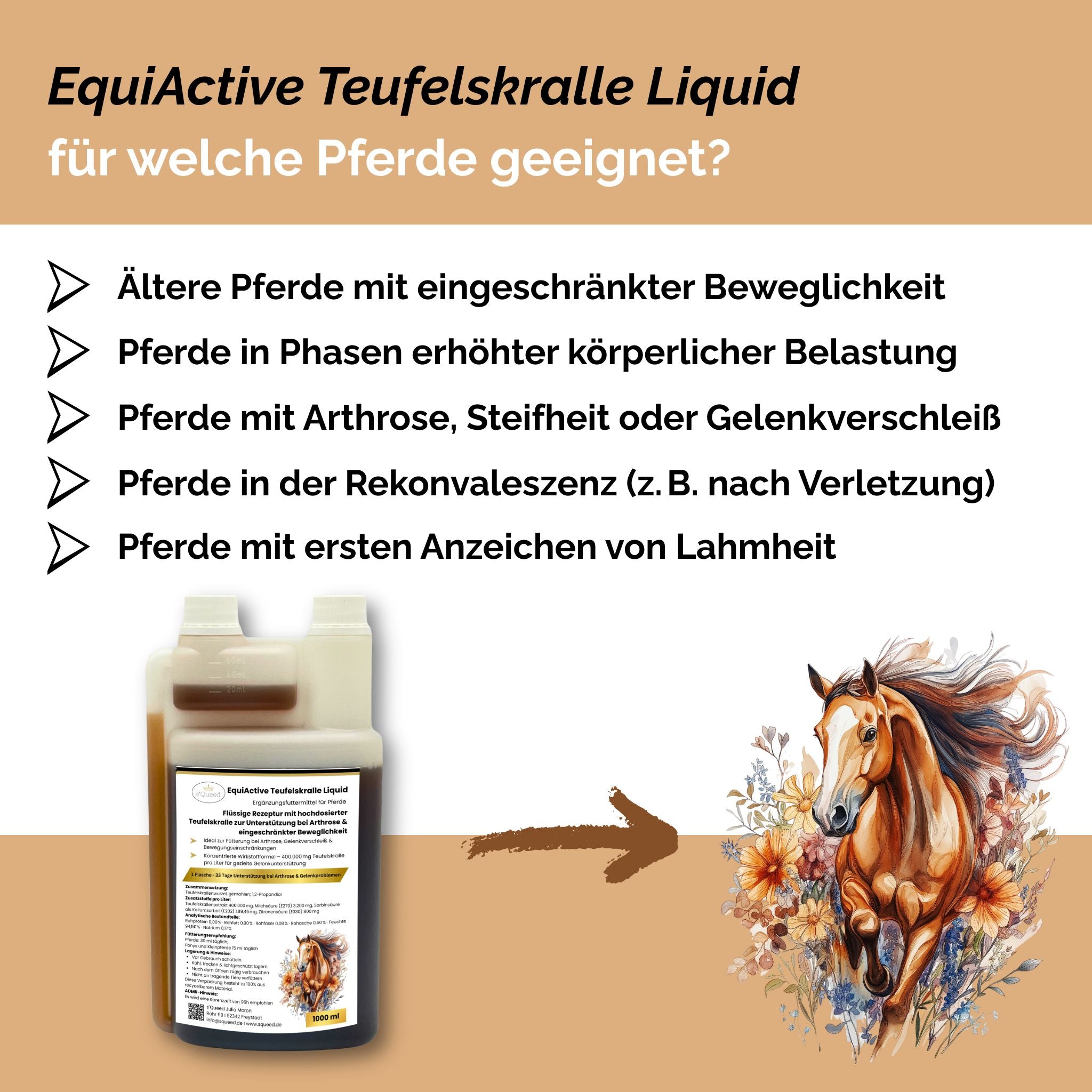 EquiActive Teufelskralle Liquid – Teufelskralle Pferd flüssig 1000 ml