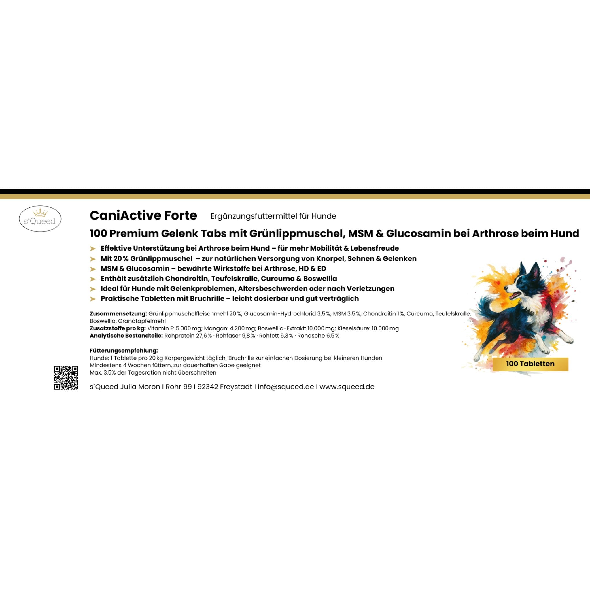 CaniActive Forte - Arthrose Hund - Grünlippmuschel Hund - MSM Hund - Glucosamin Hund