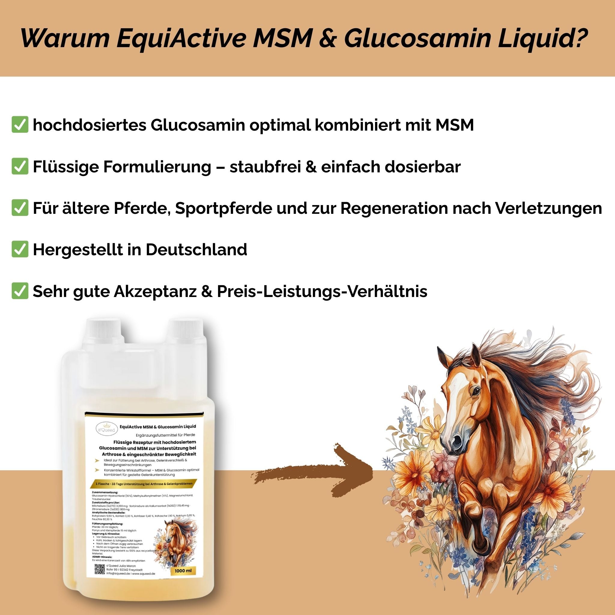 EquiActive MSM & Glucosamin Pferd Liquid 1000ml