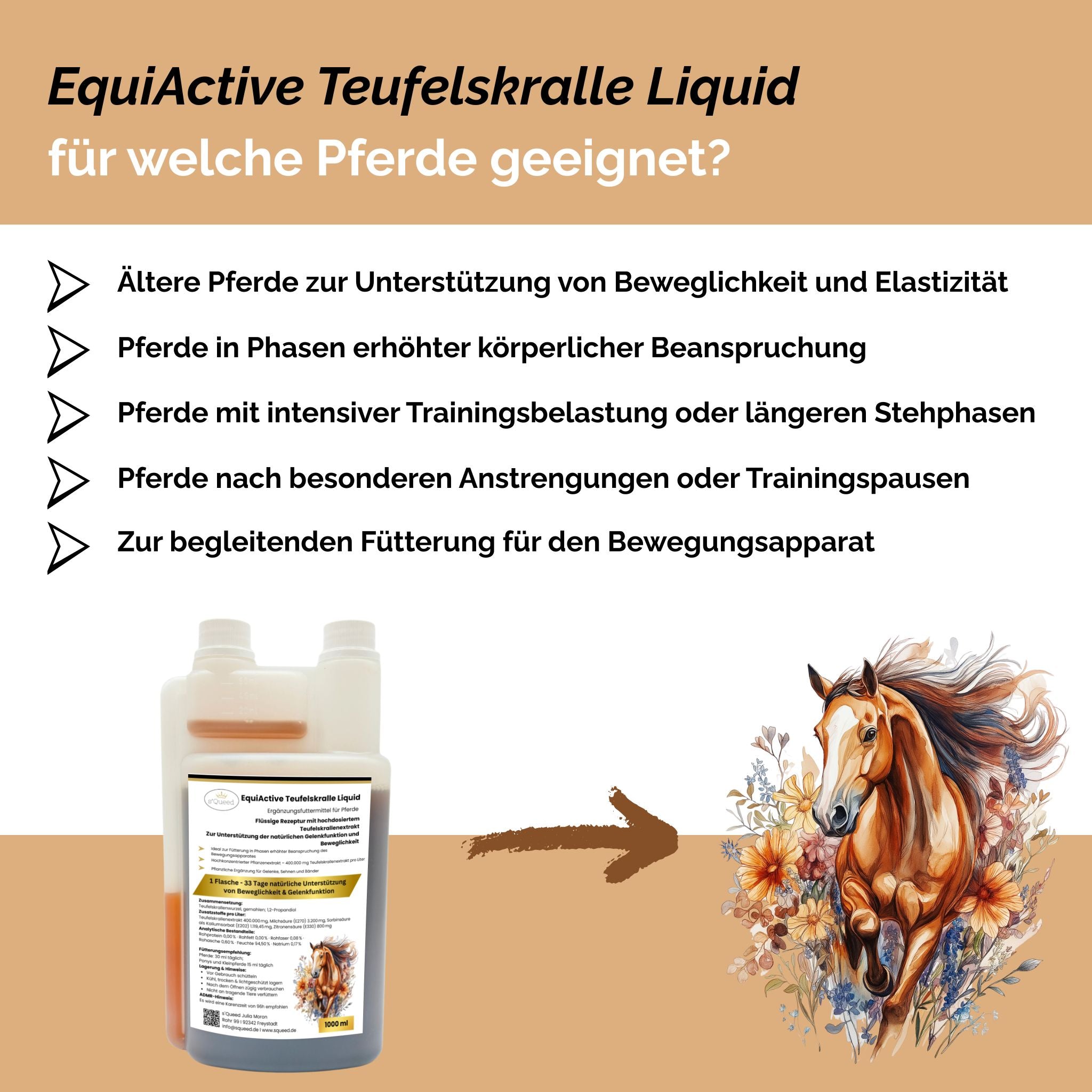 EquiActive Teufelskralle Liquid – Teufelskralle Pferd flüssig 1000 ml