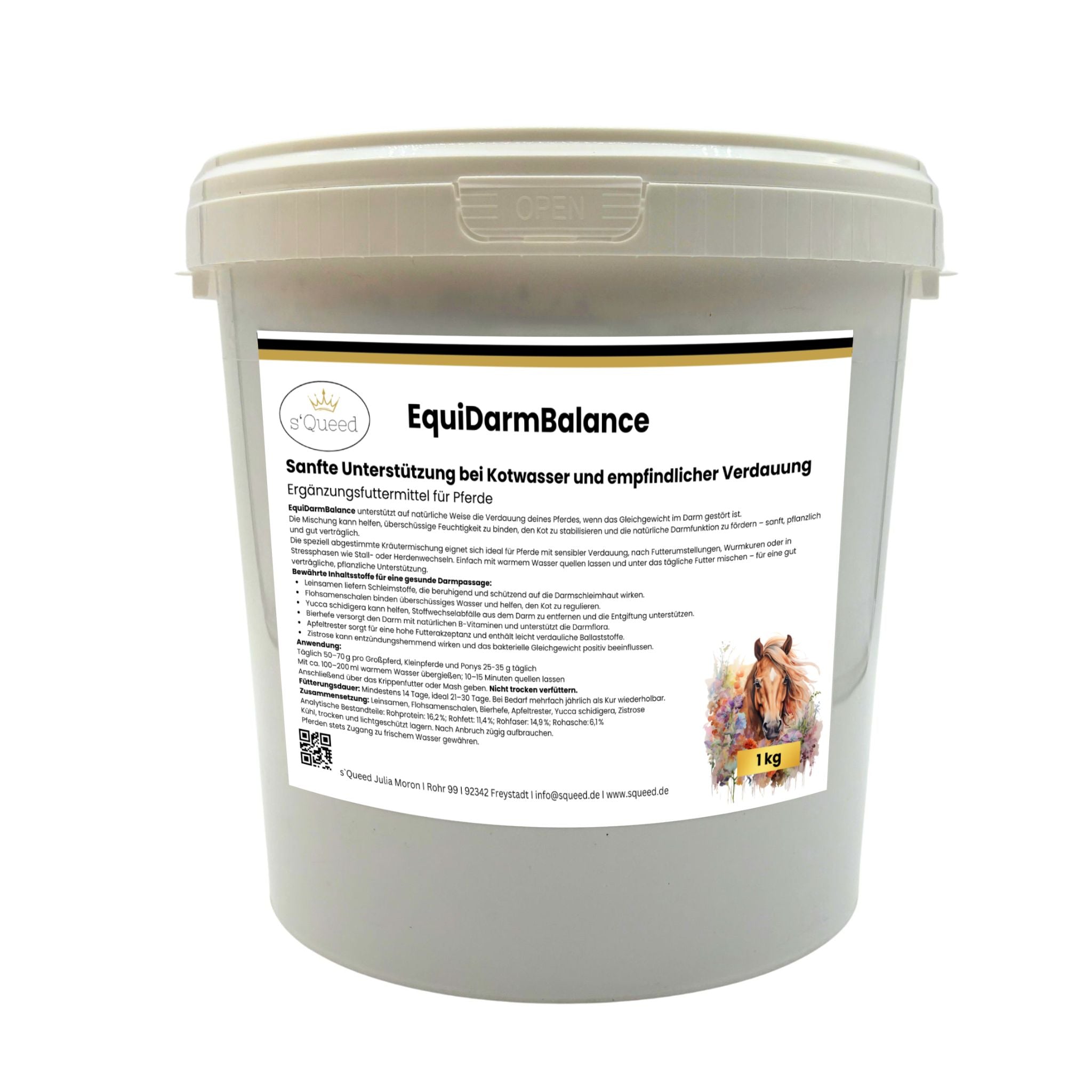 EquiDarmBalance – natürliches Zusatzfutter für Pferde bei Kotwasser & Durchfall