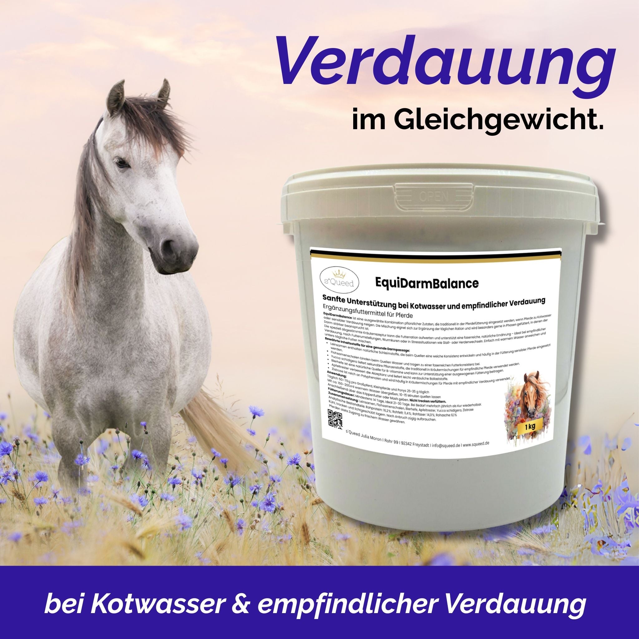 EquiDarmBalance 1kg – natürliches Zusatzfutter für Pferde bei Kotwasser & empfindlicher Verdauung
