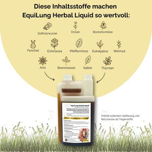 EquiLung Herbal Liquid – flüssiges Ergänzungsfuttermittel zur Unterstützung der Atemwege bei Pferden