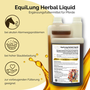 EquiLung Herbal Liquid – flüssiges Ergänzungsfuttermittel zur Unterstützung der Atemwege bei Pferden