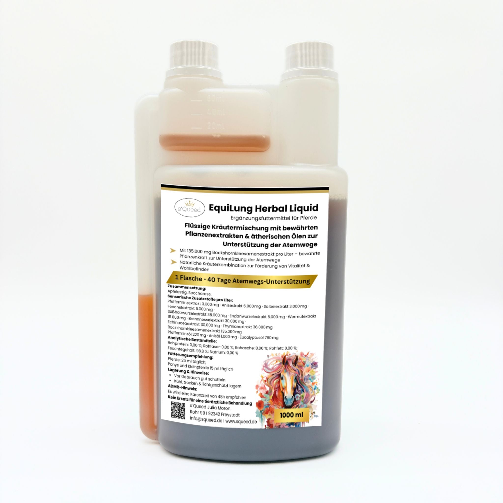 Vorteilspaket 3 × EquiLung Herbal Liquid – Flüssiges Ergänzungsfuttermittel für Pferde bei beanspruchten Atemwegen