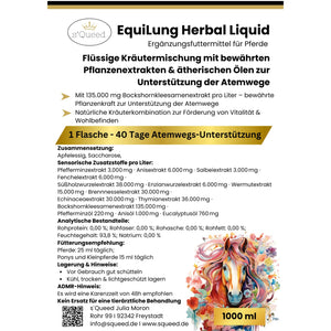 Vorteilspaket 3 × EquiLung Herbal Liquid – Flüssiges Ergänzungsfuttermittel für Pferde bei beanspruchten Atemwegen