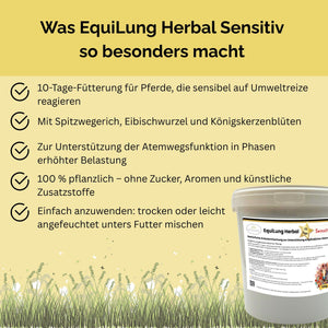 EquiLung Herbal Sensitiv – Hustenkräuter für Pferde zur Unterstützung empfindlicher Atemwege (10 Tage Fütterung)