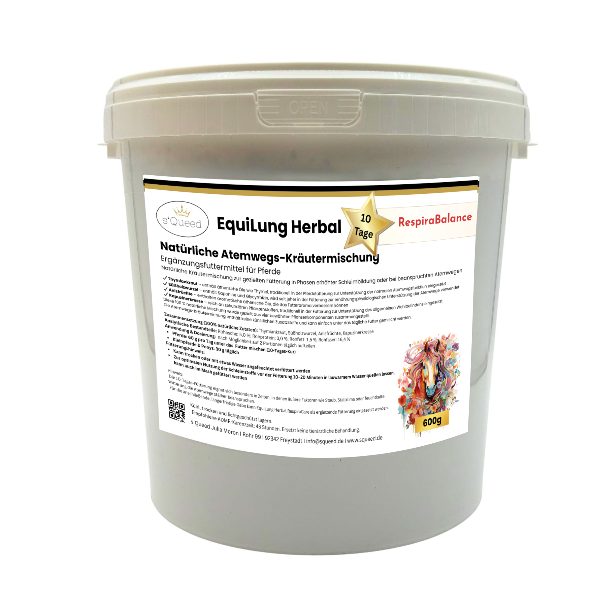 EquiLung Herbal RespiraBalance – Kräutermischung für Pferde in Phasen erhöhter Schleimbildung oder bei beanspruchten Atemwegen