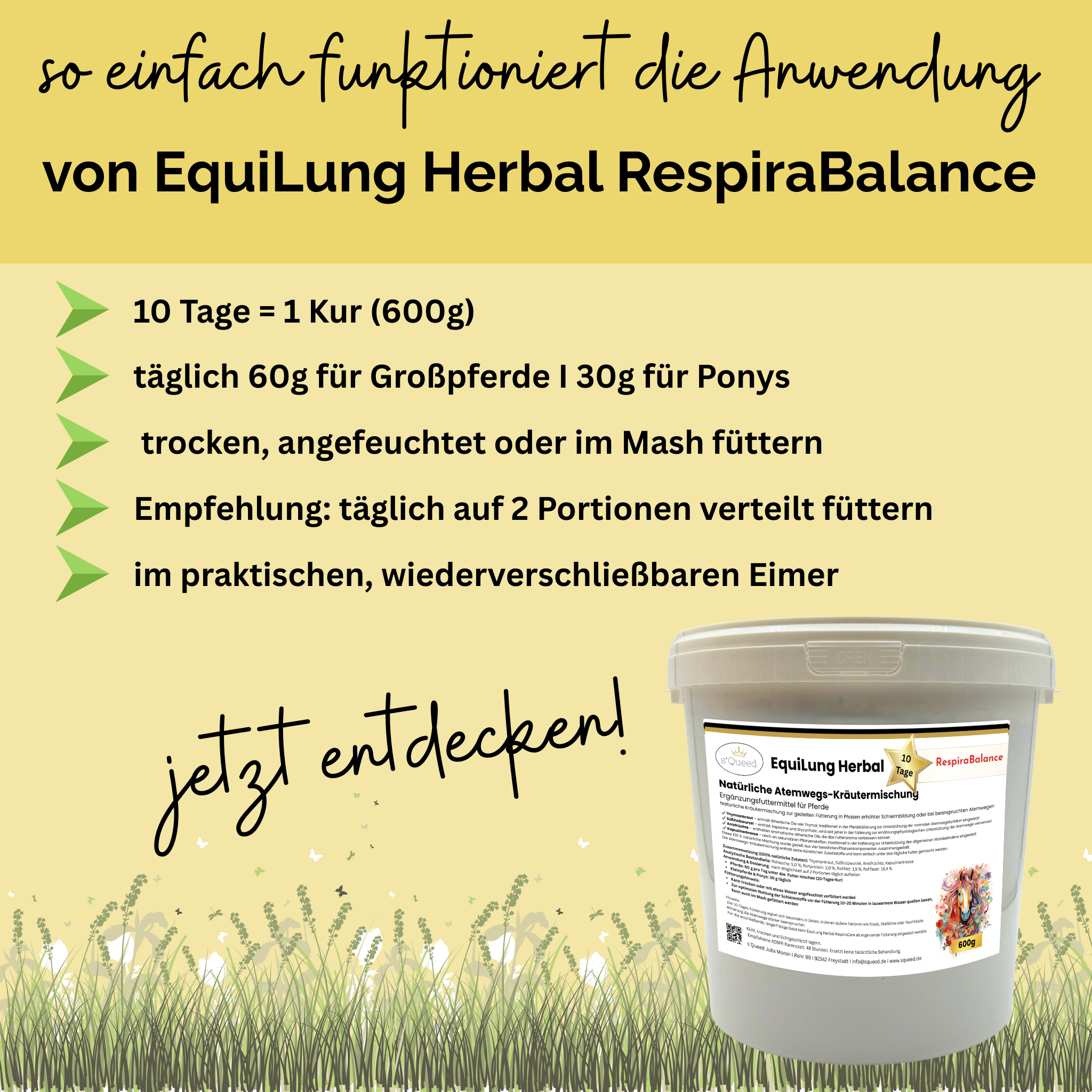 EquiLung Herbal RespiraBalance – Kräutermischung für Pferde in Phasen erhöhter Schleimbildung oder bei beanspruchten Atemwegen