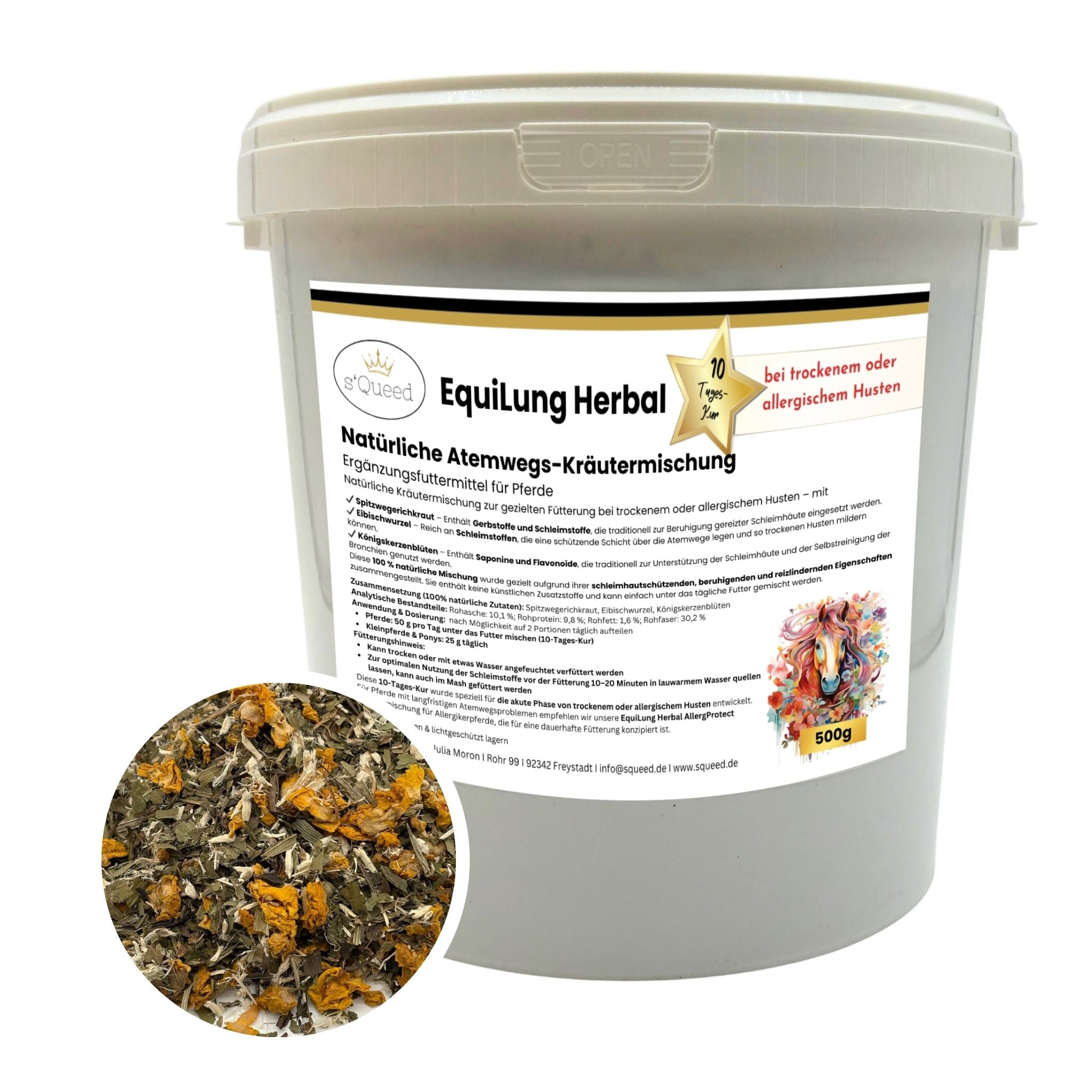 EquiLung Herbal Hustenkräuter für Pferde – bei trockenem oder allergischem Husten