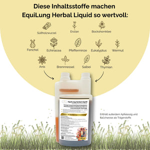EquiLung Herbal Liquid 1000ml – flüssiges Ergänzungsfuttermittel zur Unterstützung der Atemwege bei Pferden