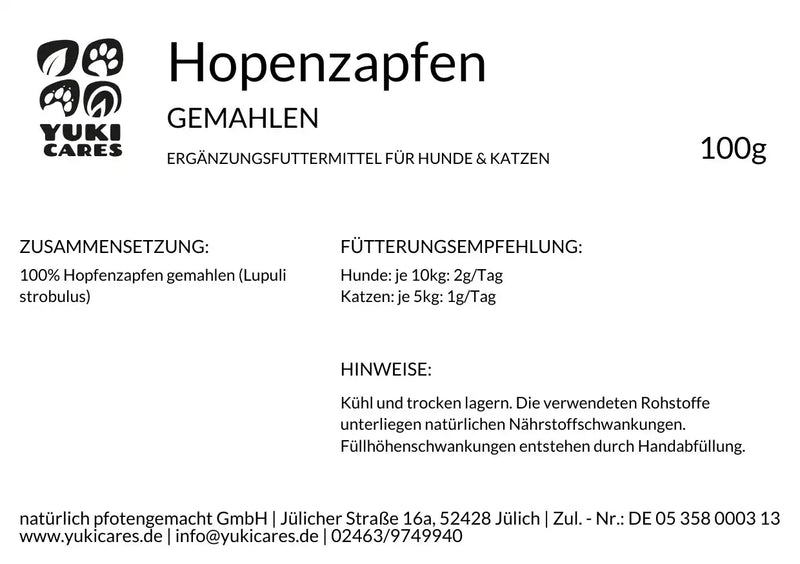 Hopfenpulver Zapfen gemahlen 100g