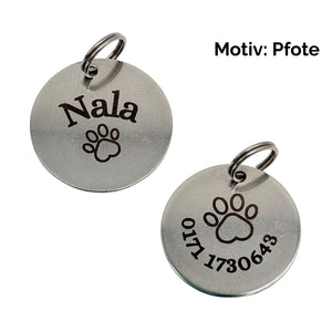 Hundemarke mit beidseitiger Gravur I Edelstahl I 25mm I Anhänger graviert