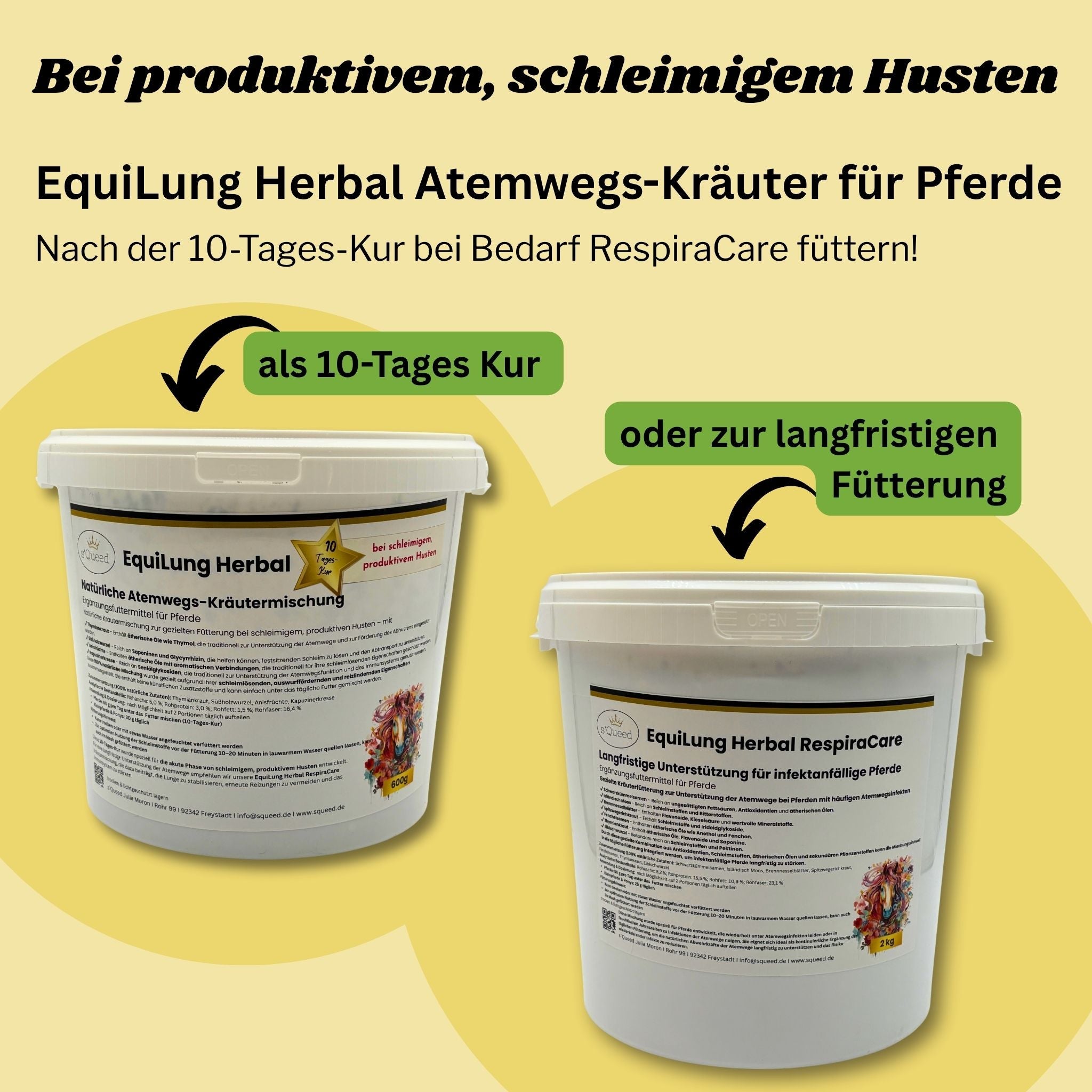 EquiLung Herbal Hustenkräuter für Pferde bei produktivem, schleimigen Husten