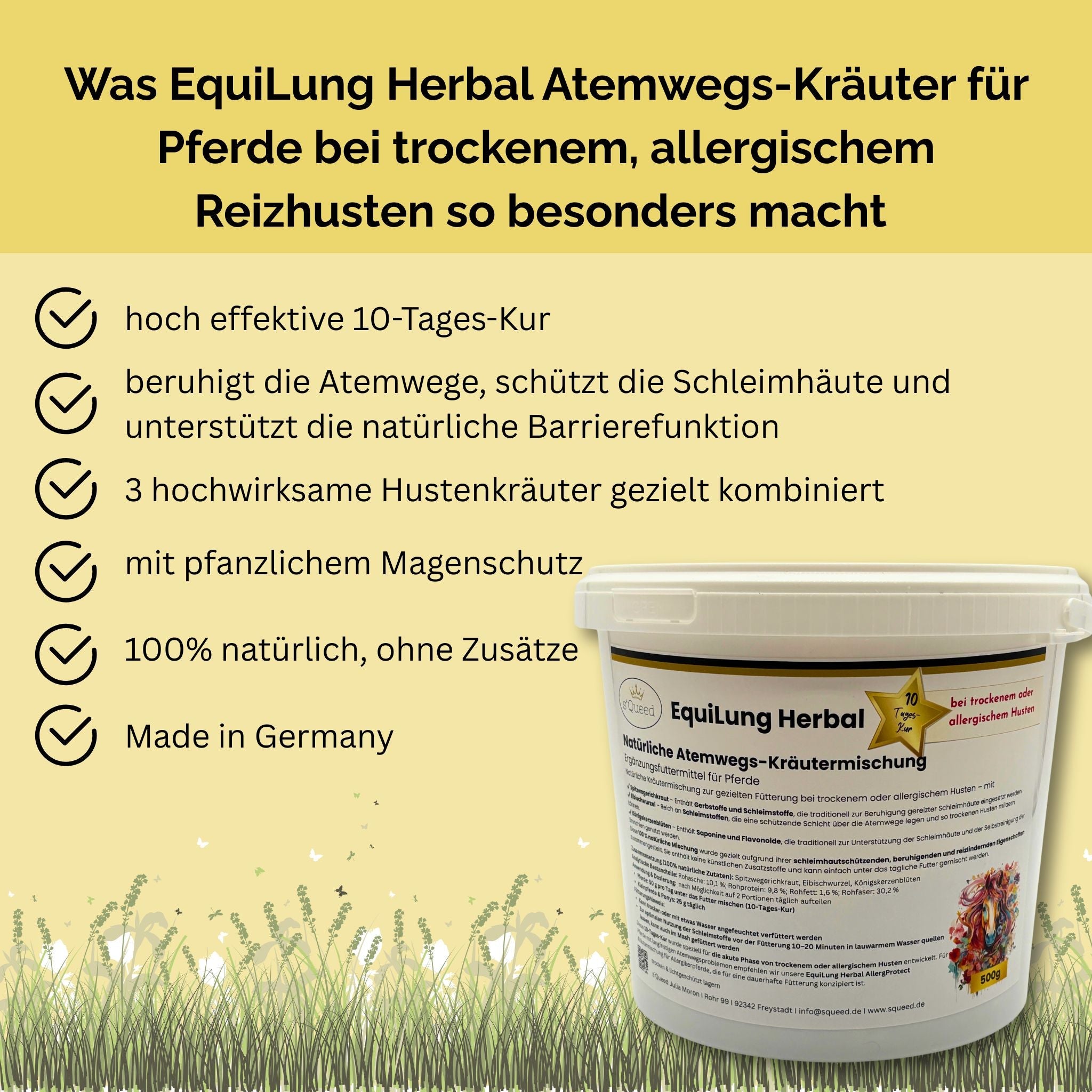 EquiLung Herbal Hustenkräuter für Pferde – bei trockenem oder allergischem Husten