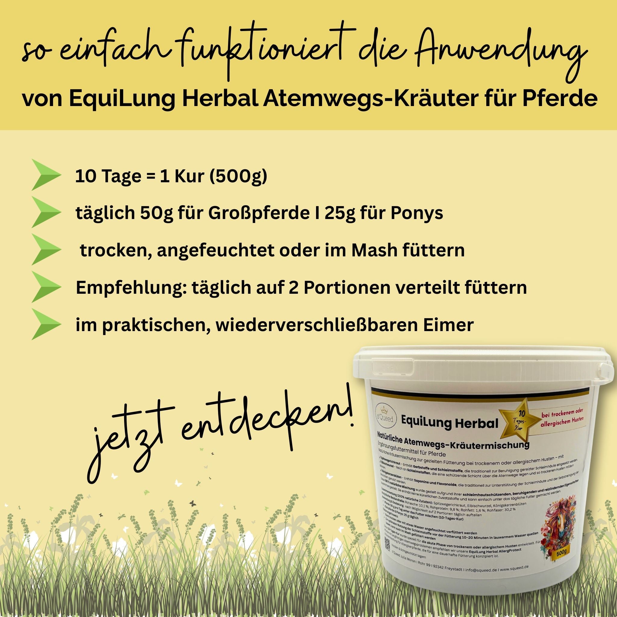 EquiLung Herbal Hustenkräuter für Pferde – bei trockenem oder allergischem Husten