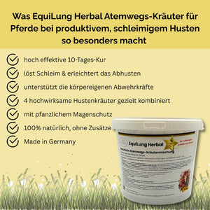 EquiLung Herbal Hustenkräuter für Pferde bei produktivem, schleimigen Husten