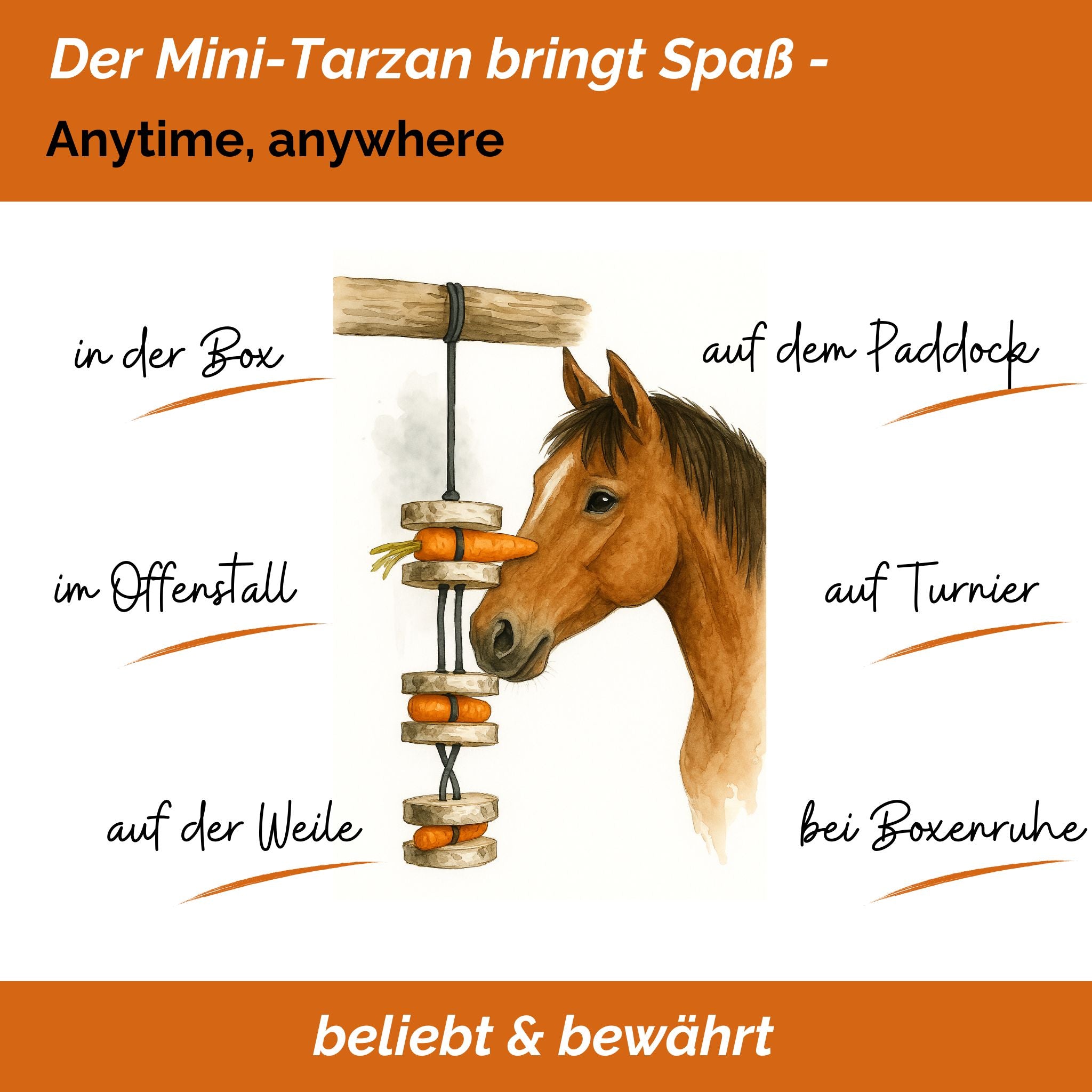 Pferdespielzeug Mini-Tarzan - Spielzeug für Pferde und Ponys gegen Langeweile - Pferdebeschäftigung