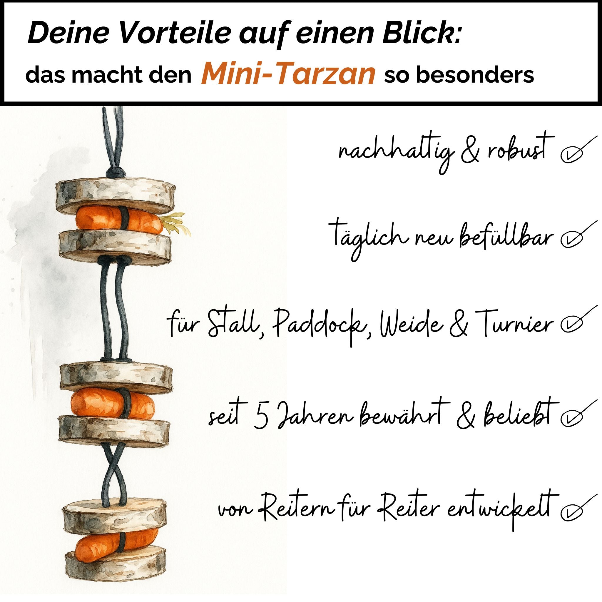 Pferdespielzeug Mini-Tarzan - Spielzeug für Pferde und Ponys gegen Langeweile - Pferdebeschäftigung