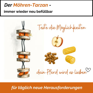 Pferdespielzeug Möhren-Tarzan – Spielzeug für Pferde gegen Langeweile – Pferdebeschäftigung