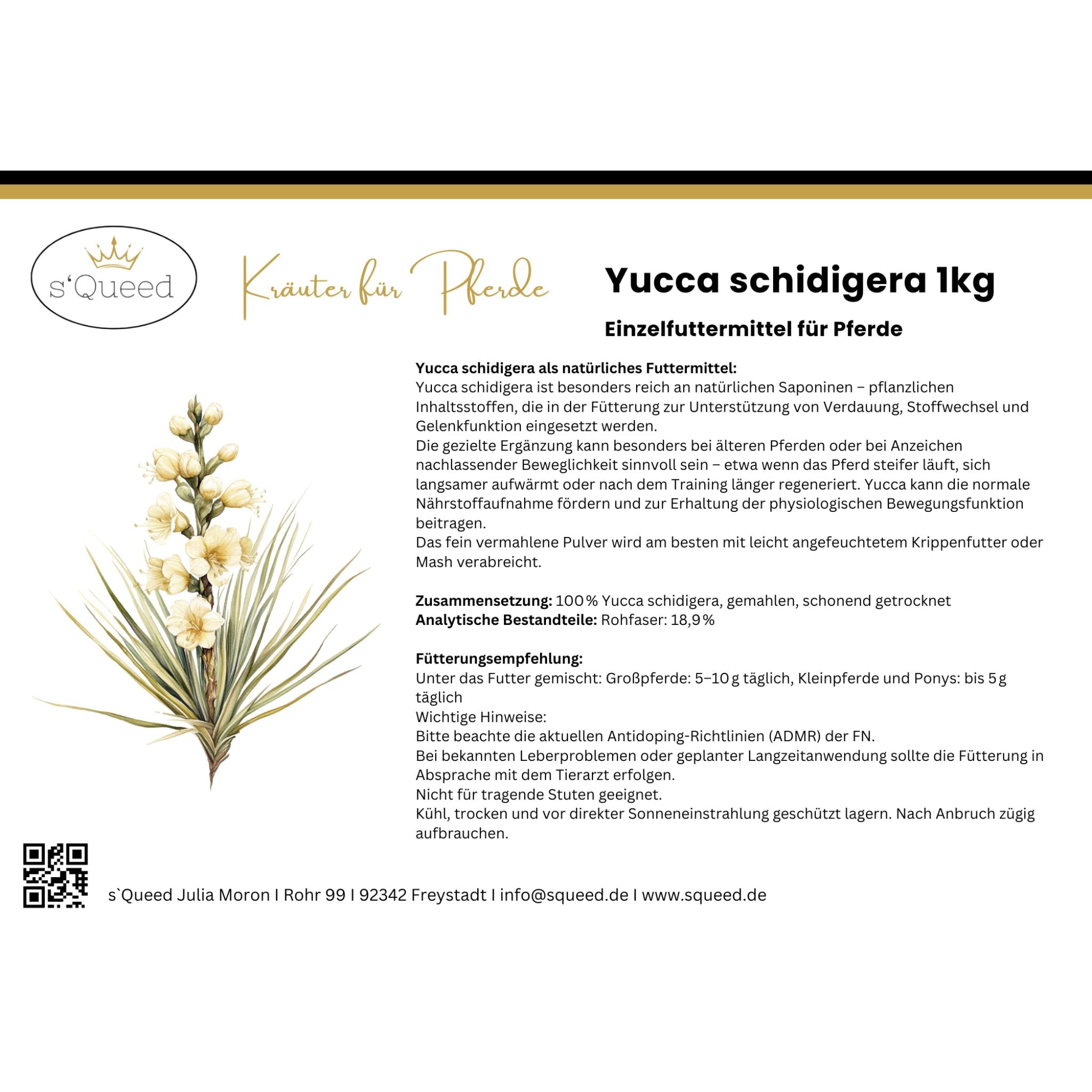 Yucca schidigera Pferd - Pulver für Gelenke, Verdauung und Stoffwechsel