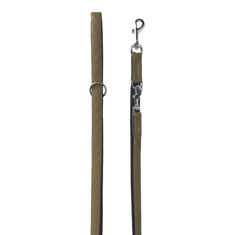 Leine Khakigrün Aus Nylon Längenverstellbar Im Rautendesign