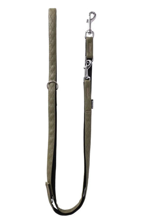 Leine Khakigrün Aus Nylon Längenverstellbar Im Rautendesign