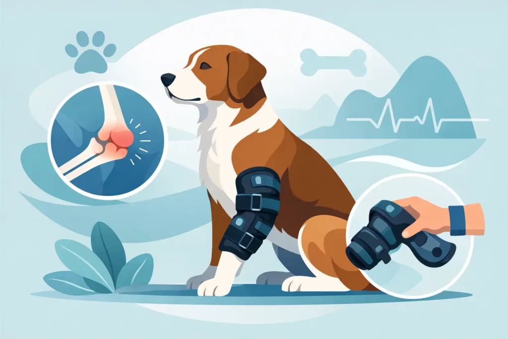 Orthese bei Hund mit Ellbogendysplasie